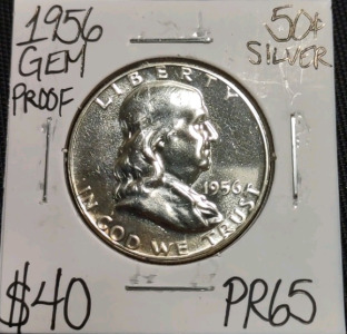 1956 PR65 Gem Proof Silver Franklin Half Dollar