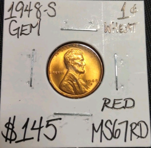 1948-S MS66RD Red Gem Wheat Copper Penny