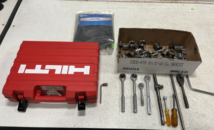 (1) Box of Sockets, & Socket Wrenches (1) Hilti (1) Bib