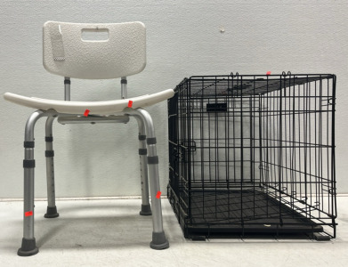 (1) Small Dog Kennel (1) Shower Chair