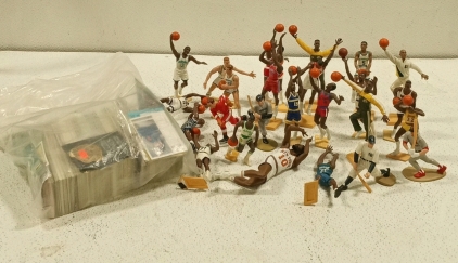(1) Large Bag Full of Sports Cards and (25) Basketball, Baseball, and Hockey Figurines