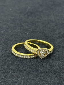 2pcs/set Classical Yellow Gold Plated Rings- Size 7
