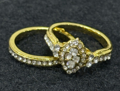 2pcs/set Classical Yellow Gold Plated Rings- Unknown Size