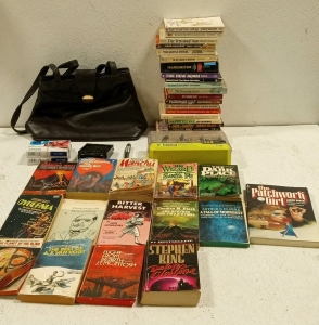(1) Designer Park Avenue Leather Handbag Made In USA, (1) Large Lot of Vintage Collectable Books, and Much More