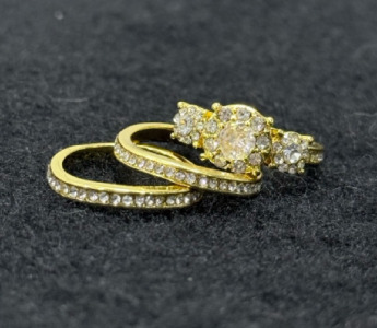 3pcs/set Classical Yellow Gold Plated Rings- Size 7