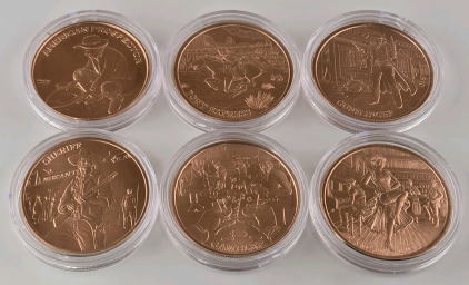 Set of (6) "Wild West" Copper Coin Collection (Each Made w/ 1oz .999 Fine Copper)