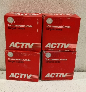 (4) Boxes of Activ 25 12 Gauge Shotgun Shells Tournament Grade