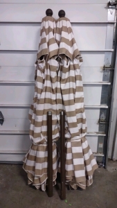 (2) 5' or More Stripped Patio Umbrellas
