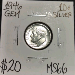1946 MS66 Gem Silver Roosevelt Dime