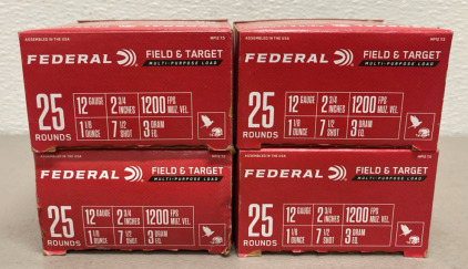 Federal 12 Gauge 2 3/4" Field & Target Shotgun Shells, 25 Rounds, 1200 FPS