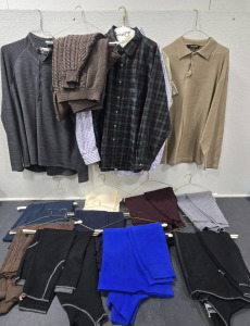 Large Lot of High Brand Name Men's Shirts & Sweaters: Pendleton, Ibex, Polo, & Hart Schaffner Marx