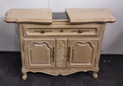 Real Oak Wood French Style Serving Cabinet-Champagne Finish