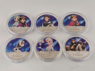 Set of (6) Disney "Frozen Movie" Characters Silver Plated Collector Coins (Each Made w/ 1oz .999 Fine Silver)