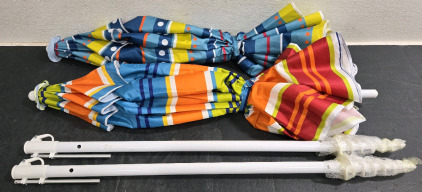 (2) Multi-Color Beach Umbrellas