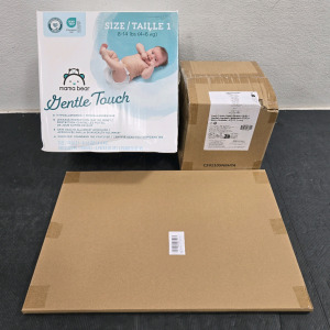 New Box of Mama Bear Gentle Touch Baby Diapers - Size 1 / +$50 Value! & Amazon Basics Medicine Ball - 12LB / +$30 Value! & Canvas Wall Art