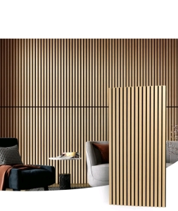 Art3d 2 Wood Slat Acoustic Panels for Wall and Ceiling - 3D Fluted Sound Absorbing Panel with Wood Finish - Oak