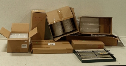(1) Large Lot of Brand New Home Decorations, Glassware, and a Water Filter