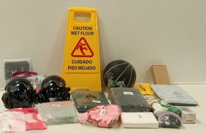 (1) Large Lot of Amazon Overstock Products including Silent Basketball, Space Age Masks, and More