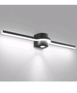 SOLFART Black LED Bathroom Light Fixtures Dimmable Bathroom with Spotlight Modern 32"