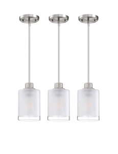 SeenmingHouse 3 Pack 1-Light Industrial Farmhouse Frosted Glass Fixture,Brushed Nickel