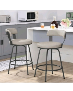 2pack Barstools Grey and Creme Leather