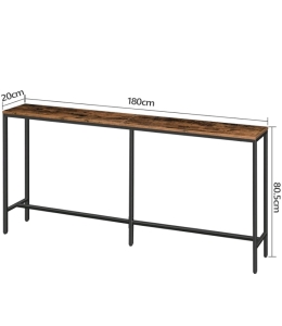 Console Table, 70.9" Narrow Long Sofa Table-Rustic Brown and Punching Bag for Adults, 4FT PU Chain Ceiling Hook-Unfilled