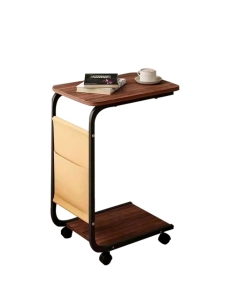 CShaped End Table, Small Couch Side Table with Storage Bag(15.7" L x 11" W x 24.6" H),(Rustic Brown) and Shower Chair with Arms and Back 500 lbs