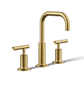 Kohler Widespread Bathroom Faucet, Bathroom Sink Faucet, Lever Handles Vibrant Brushed Moderne Brass