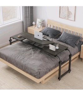 TigerDad Rolling Table with Wheels Overbed Desk(Dekuwood)