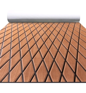 3)FOCEAN Boat Flooring EVA Foam Boat Decking Marine Mat Non-Slip Self-Adhesive Flooring Sheet 28x20 Brown with Black Lines