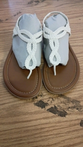 Women's CentroPoint White Sandals sz7, King Size Wedge Pillow Grey, Vinyl Record Case and Whole Box Amazon Overstock