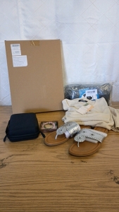 Women's CentroPoint Sandals sz8 Silver, 12x16 Mirror, Women's Dress Beige Medium and Whole Box Amazon Overstock