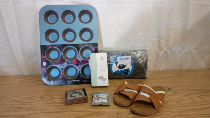Women's CentroPoint Brown Sandals sz-6.5, Aurora Bakeware Muffin Pan and RoutyBits Carbide Router Bit and Whole Box Amazon Overstock