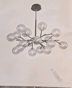 (1) LED Sputnik 18-Light ChandelierW/ Remote, Matte Black