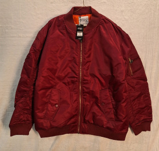 (1) Shaka Wear Zippered Bomber Jacket, Garnet, Size 3XL