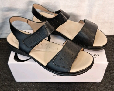 (1) Pair Of Centro Point Women's Comfort Orthotic Walking Sandals - Open Toe Arch, Support Slides With Hook And Loop Fasteners, Black, Size-11 & (1) Box Of Assorted Amazon Overstock
