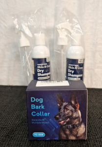 (1) Digital, USB Rechargeable Dog Bark Collar, Large, Green & (2) 8-Oz Bottles Of Honest Paws Dog Dry Shampoo - Waterless No Rinse Spray Formula Reducing Itch Cleanse Hydrate Nourish Dry Skin and Smelly Coat Help Decrease Odor Shedding and Allergies - Man