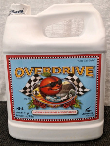 (1) 1-Gallon/ 4-Liter Bottle Of Advanced Nutrients - Overdrive Bud Hardener/Finisher