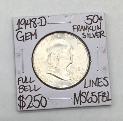 1948-D MS65FBL Rare Franklin Half Dollar