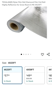 Texalan Horitculture High Reflective Mylar Film - 4' x 25' / +$35 Value!