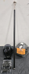 Cool Futuristic Techwear Cosplay Mask, Heavy Handle Cosplay Walking Cane, Size 7 Foam Basketball