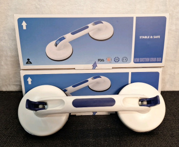 (2) DAREN MEDICAL - Grab Bars For Bathtubs & Showers - Strong Grip Suction Cup - Heavy Duty Grab Bar, Dark Blue<br/>