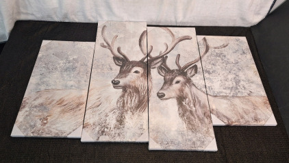 (1) 4-Panel - Rustic Deer - Canvas Wall Art Print, 48"L x 34"T