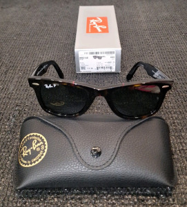 (1) Pair Of Ray Ban Sunglasses, ORB2140, Tortoise Frames, Green Lenses, W/ Case