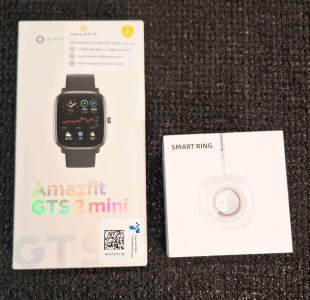 (1) Amazfit GTS 2 mini Smartwatch, Black & (1) Smartring, Size-7, Stainless Steel