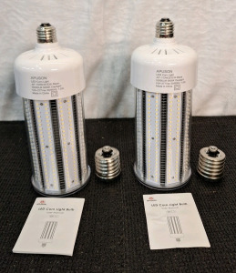 (1) 2-Pack Of Apuson 150W LED Corn Lights, E26 Base W/ E39 Mogul Base To E26 Base Adapters