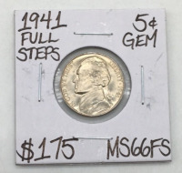 1941 MS66FS Rare Full Steps Gem Nickel