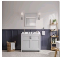 Style Selections Bathroom Vanity Lowry 37" Light Gray Single Sink with White Acrylic Top #5054891