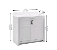 Style Selections Bathroom Vanity Lowry 37" Light Gray Single Sink with White Acrylic Top #5054891 - 3
