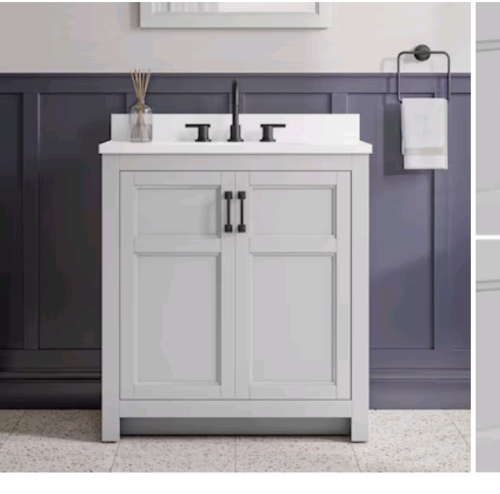 Style Selections Bathroom Vanity Lowry 31" Light Gray Single Sink with White Acrylic Top #5054890
